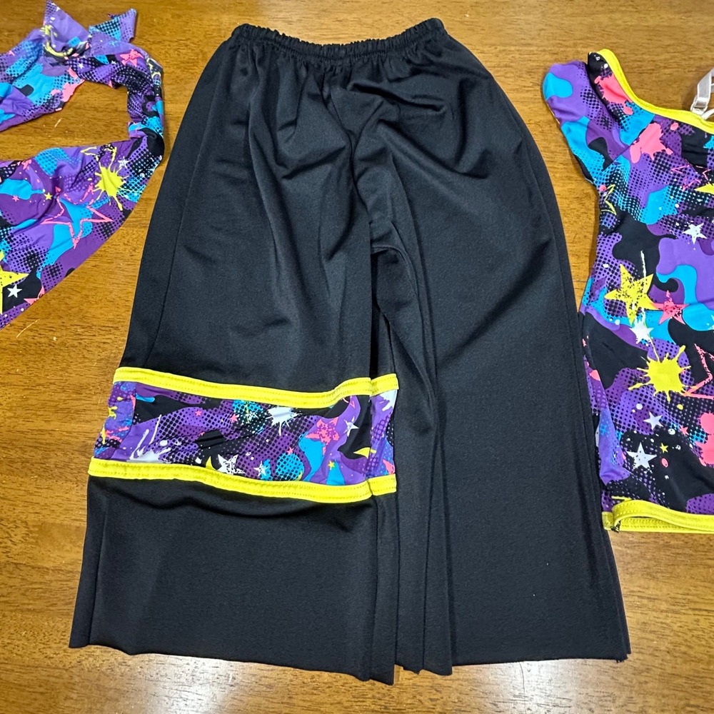 Medium Costume Gallery Kids Medium Jazz Dance Costume Set Star Print 4pc‎ Black - Picture 2 of 7